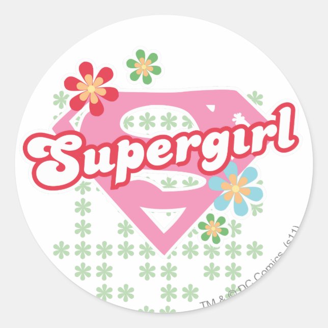 Supergirl Blume Madness Runder Aufkleber (Vorderseite)