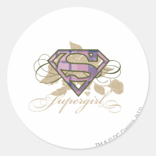 Supergirl Blumen Runder Aufkleber