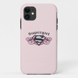 Supergirl Button Strips Schwarz und Rosa Case-Mate iPhone Hülle