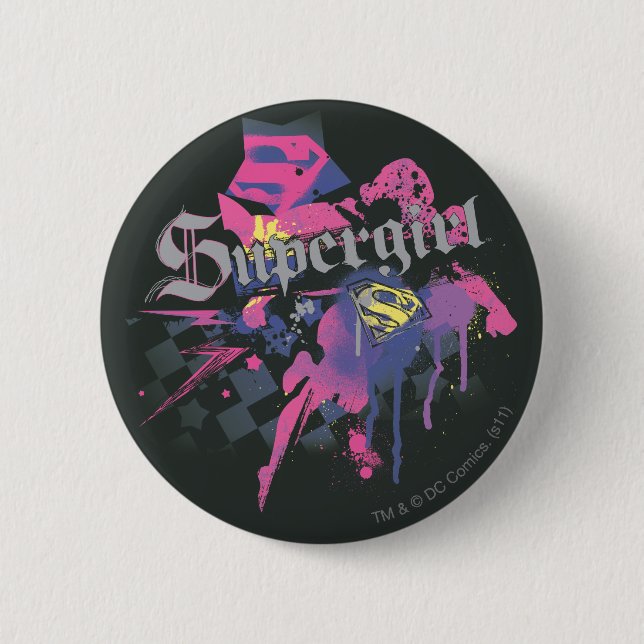 Supergirl Checkered Spritzer Button (Vorderseite)