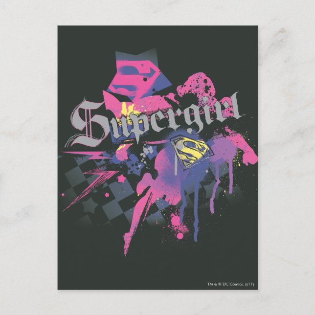 Supergirl Checkered Spritzer Postkarte (Vorderseite)