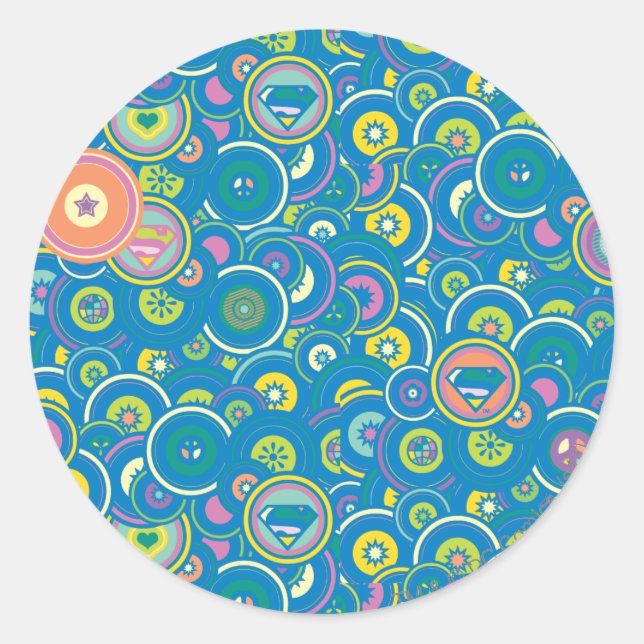 Supergirl Circle Blue Muster Runder Aufkleber (Vorderseite)