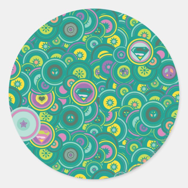 Supergirl Circle Green Muster Runder Aufkleber (Vorderseite)