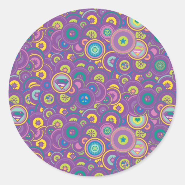 Supergirl Circle Lila Muster Runder Aufkleber (Vorderseite)