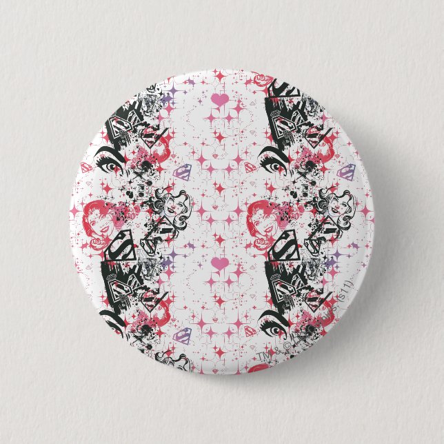 Supergirl Collage Pattern Button (Vorderseite)
