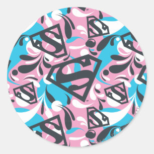 Supergirl Color Splash Swirls Pattern 6 Runder Aufkleber