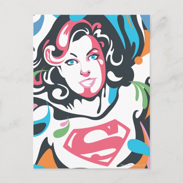 Supergirl Color Splash Wirbel 3 Postkarte (Vorderseite)