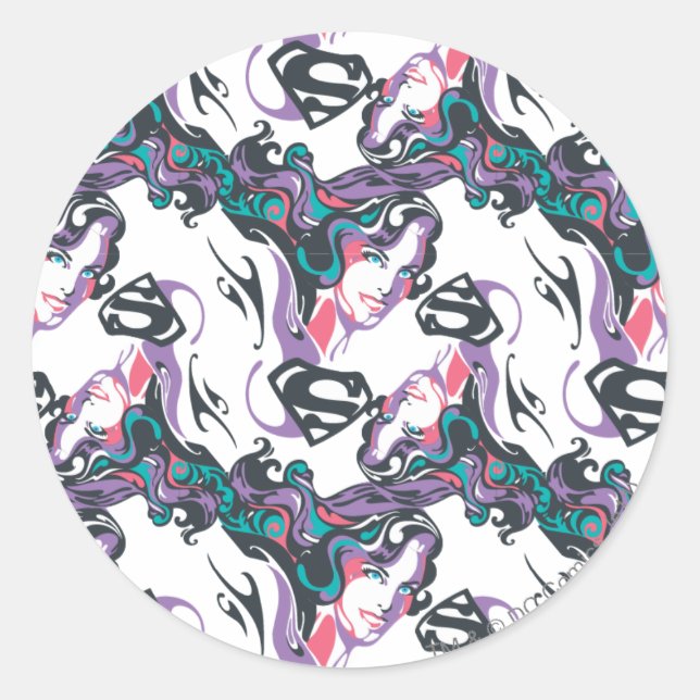 Supergirl Color Splash Wirbel Muster 3 Runder Aufkleber (Vorderseite)