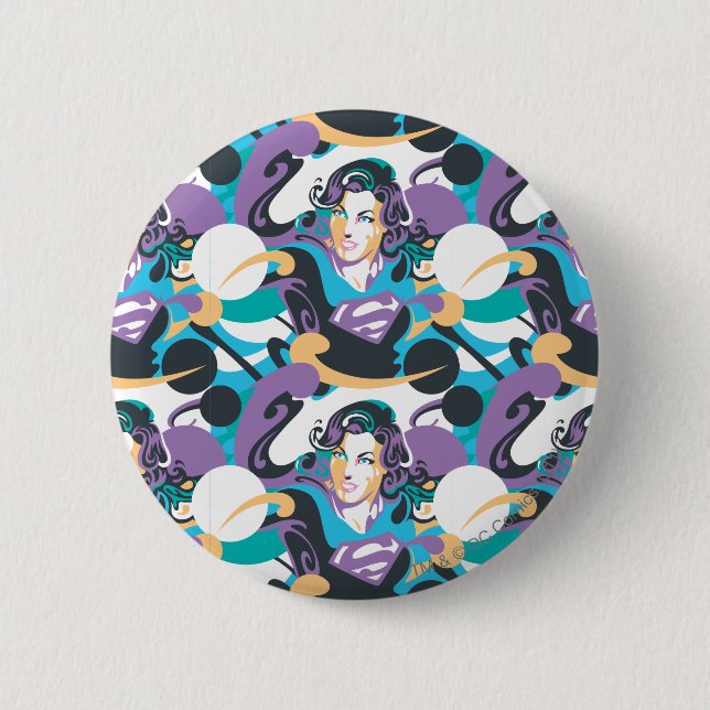 Supergirl Color Splash Wirbel Muster 5 Button (Vorderseite)