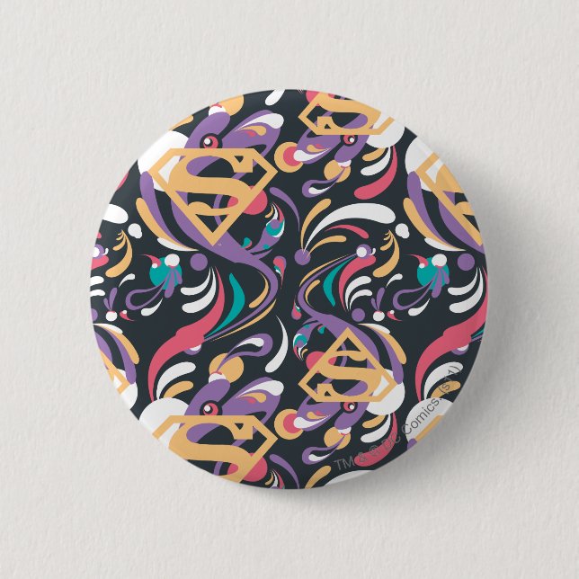 Supergirl Color Splash Wirbel Muster 8 Button (Vorderseite)