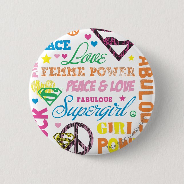 Supergirl Colorful Text Collage Button (Vorderseite)