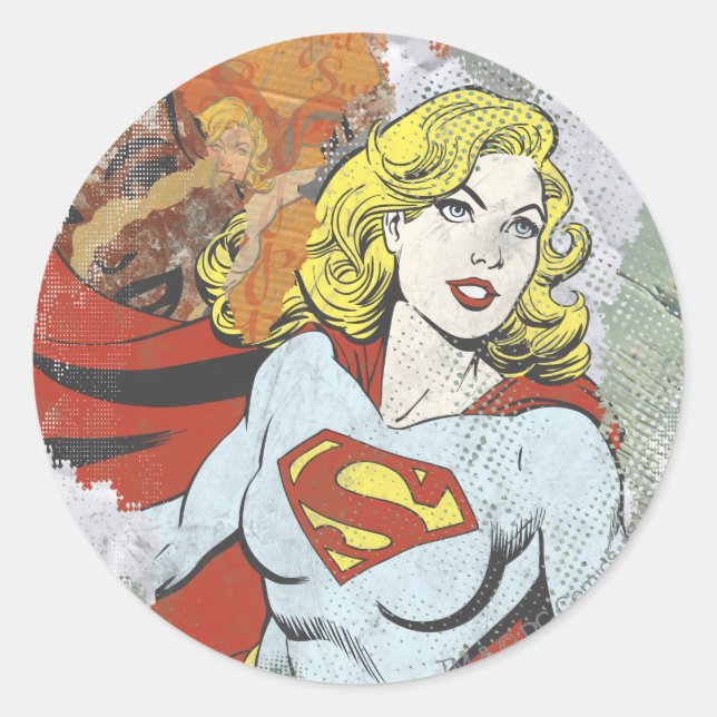 Supergirl Comic Capes 2 Runder Aufkleber (Vorderseite)