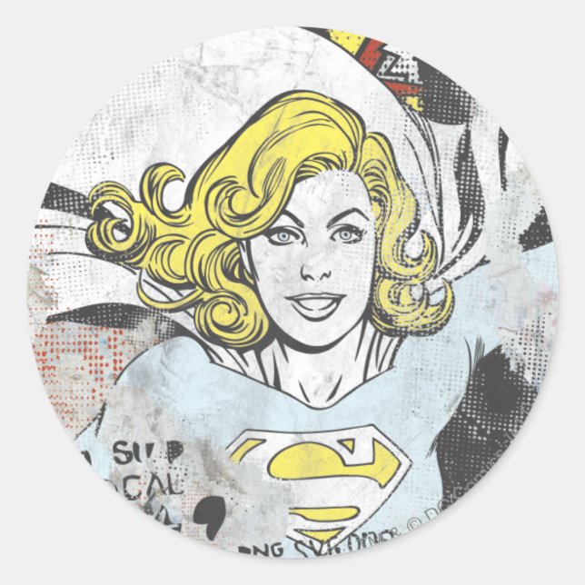 Supergirl Comic Capes 3 Runder Aufkleber (Vorderseite)