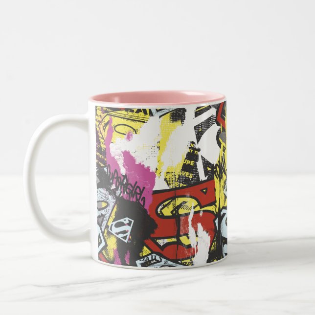 Supergirl Comic Captern Muster 7 Zweifarbige Tasse (Links)