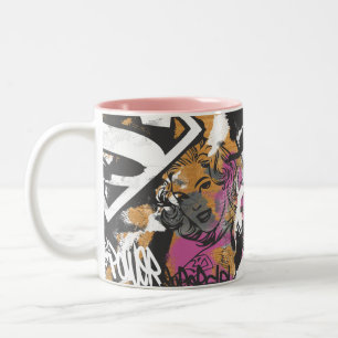 Supergirl Comic-Kapriolen-Muster 3 Zweifarbige Tasse