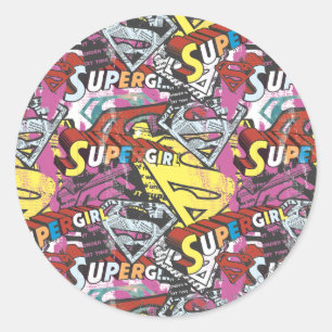 Supergirl-Comic Muster 4 Runder Aufkleber