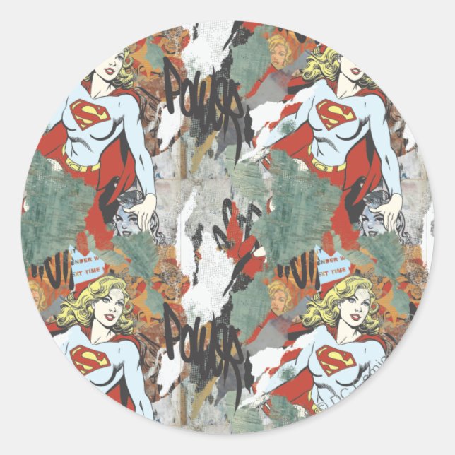 Supergirl-Comic Muster 8 Runder Aufkleber (Vorderseite)