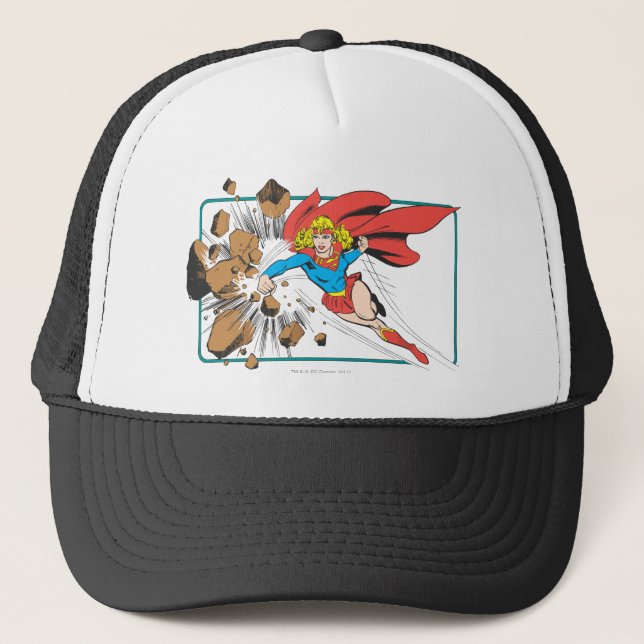 Supergirl Destroys Boulder Truckerkappe (Vorderseite)
