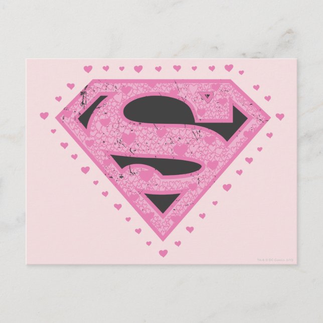 Supergirl Distressed Logo Schwarz und Rosa Postkarte (Vorderseite)