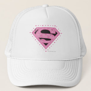Supergirl Distressed Logo Schwarz und Rosa Truckerkappe