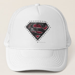 Supergirl Distressed Logo Schwarz und Rot Truckerkappe