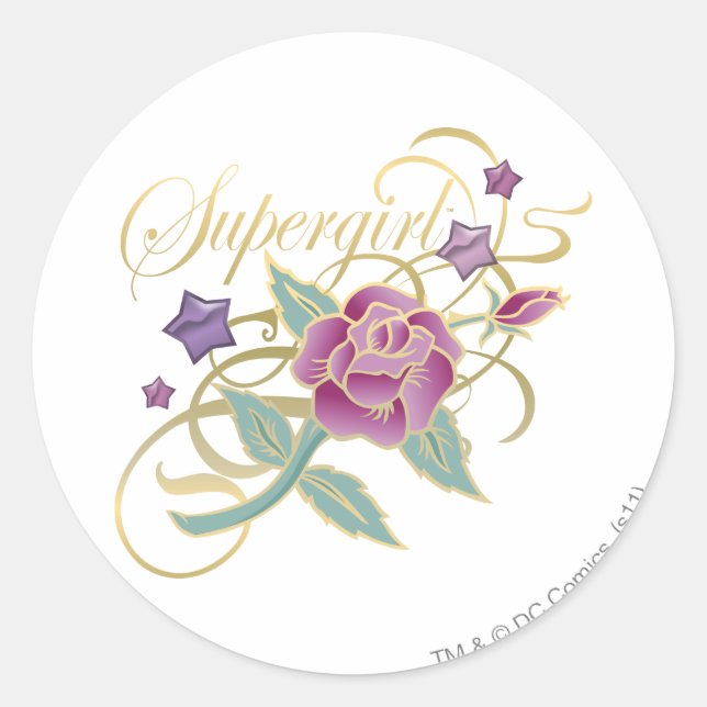 Supergirl Extravagante Rose Runder Aufkleber (Vorderseite)