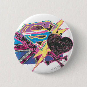 Supergirl Flag und Crossbones Button