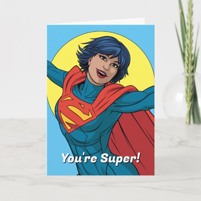 Supergirl Fliegen in Blue Anzug Karte (Vorderseite)