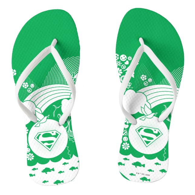 Supergirl Floral Peace Heart Graphic Flip Flops (Fußbett)