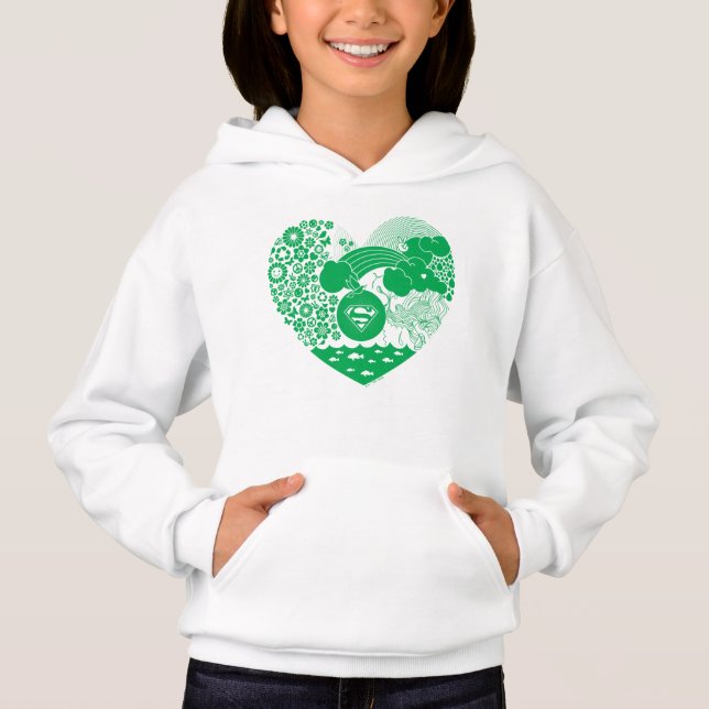 Supergirl Floral Peace Heart Graphic Hoodie (Vorderseite)