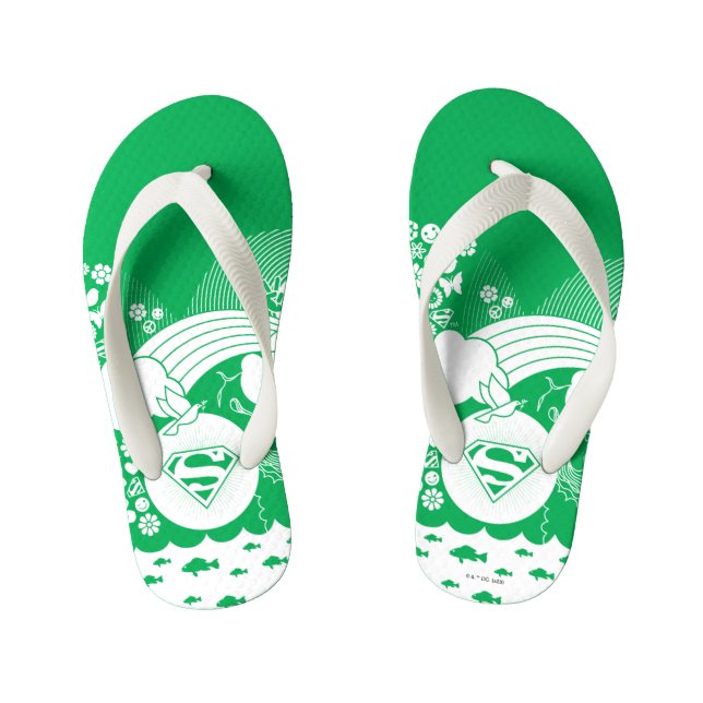 Supergirl Floral Peace Heart Graphic Kinderbadesandalen (Fußbett)