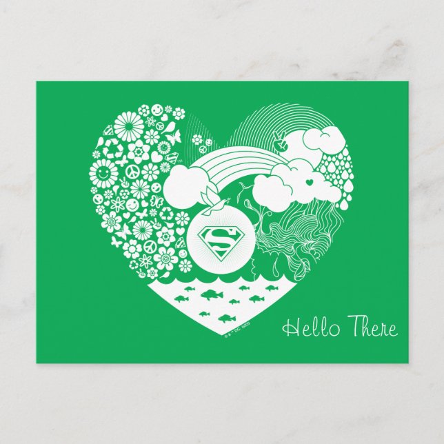 Supergirl Floral Peace Heart Graphic Postkarte (Vorderseite)