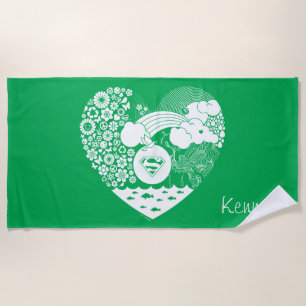 Supergirl Floral Peace Heart Graphic Strandtuch