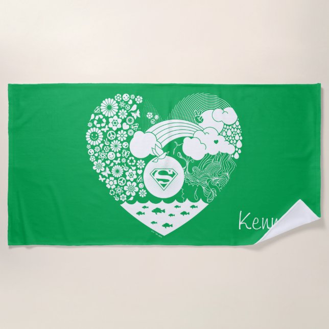 Supergirl Floral Peace Heart Graphic Strandtuch (Vorderseite)