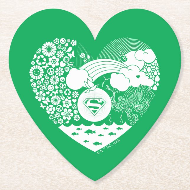 Supergirl Floral Peace Heart Graphic Untersetzer (Vorderseite)