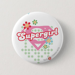 Supergirl Flower Madness Button