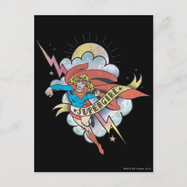 Supergirl Flying Lightning Tattoo Postkarte (Vorderseite)