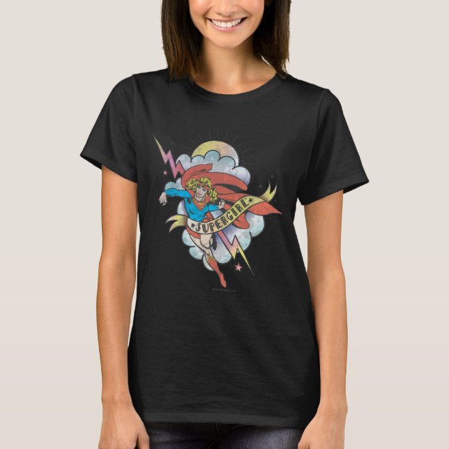 Supergirl Flying Lightning Tattoo T-Shirt (Vorderseite)