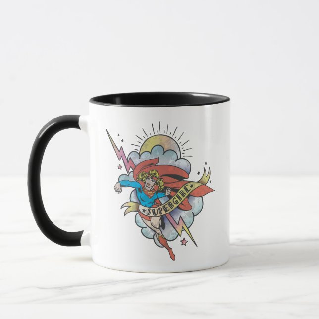 Supergirl Flying Lightning Tattoo Tasse (Links)