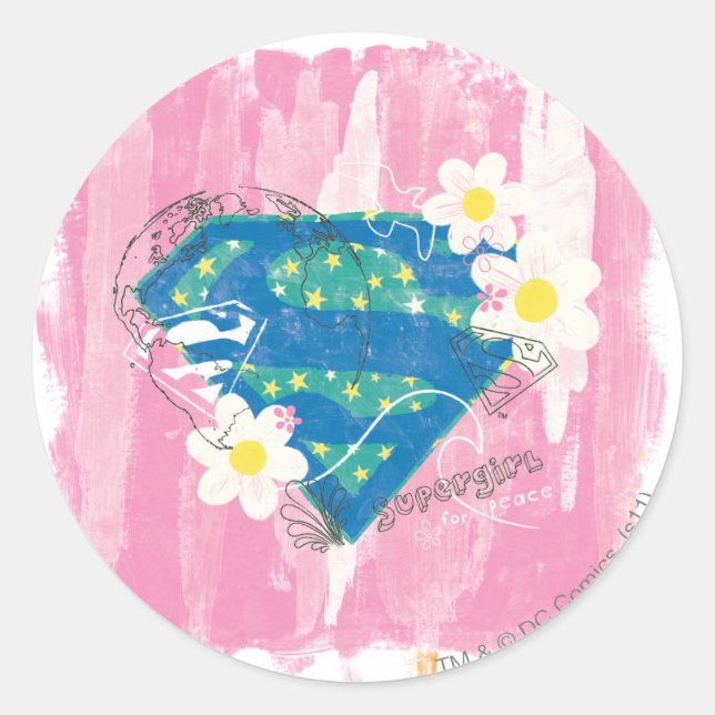 Supergirl für Peace Pink Runder Aufkleber (Vorderseite)