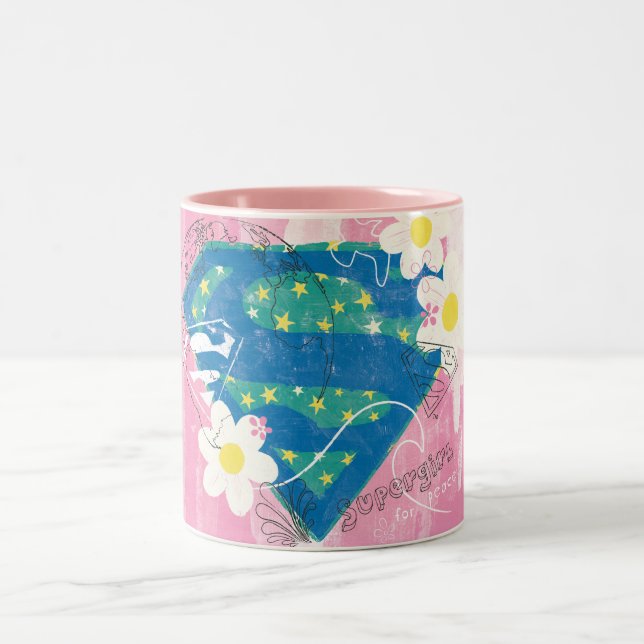 Supergirl für Peace Pink Zweifarbige Tasse (Mittel)