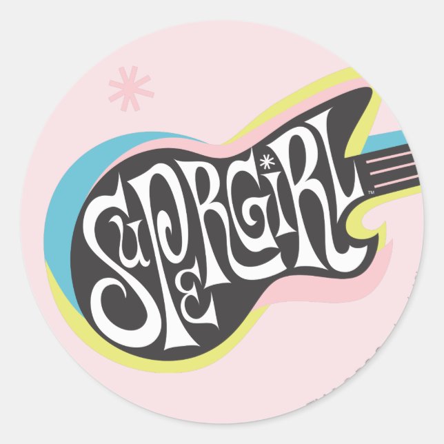 Supergirl Gitarre Runder Aufkleber (Vorderseite)