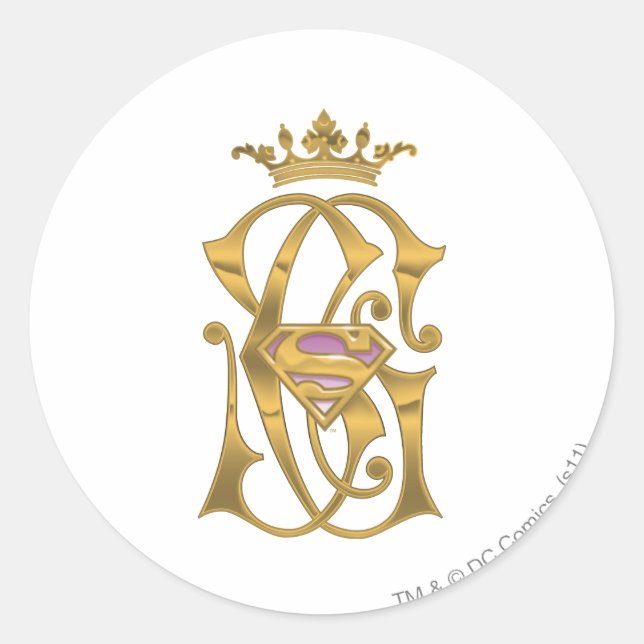 Supergirl Gold Crown Runder Aufkleber (Vorderseite)