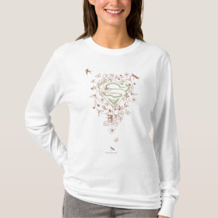 Supergirl Green Floral Logo T-Shirt