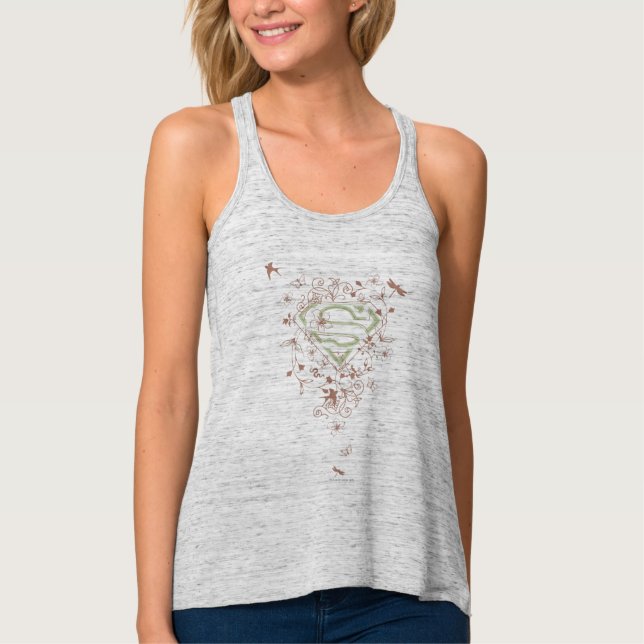 Supergirl Green Floral Logo Tank Top (Vorderseite)