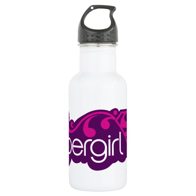 Supergirl Groovy Name und S-Shield Edelstahlflasche (Vorderseite)