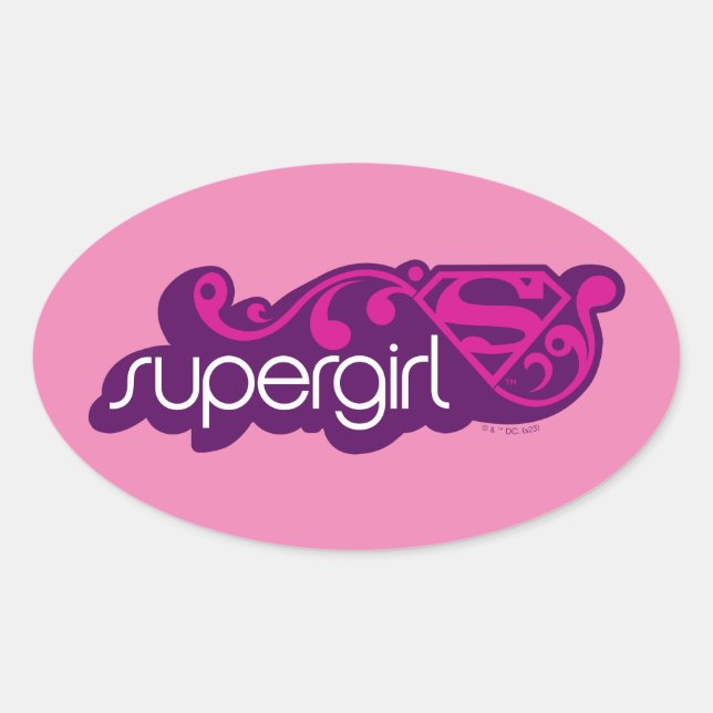 Supergirl Groovy Name und S-Shield Ovaler Aufkleber (Vorderseite)