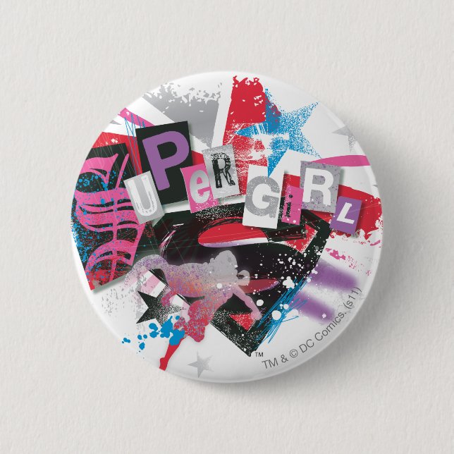 Supergirl Grunge Design Button (Vorderseite)