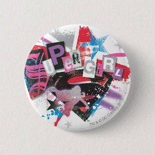 Supergirl Grunge Design Button