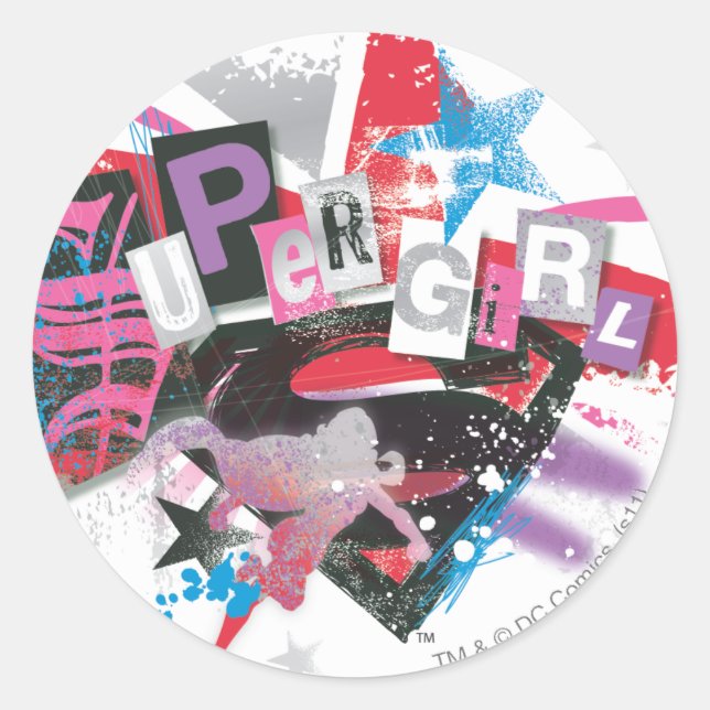 Supergirl Grunge Design Runder Aufkleber (Vorderseite)